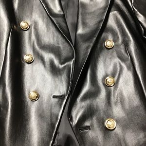 Zara new leather blazer black